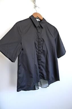 ALEXIS Mesh Back Button Down Crop Poplin Short Sleeve Shirt Top Shopbop XS $445